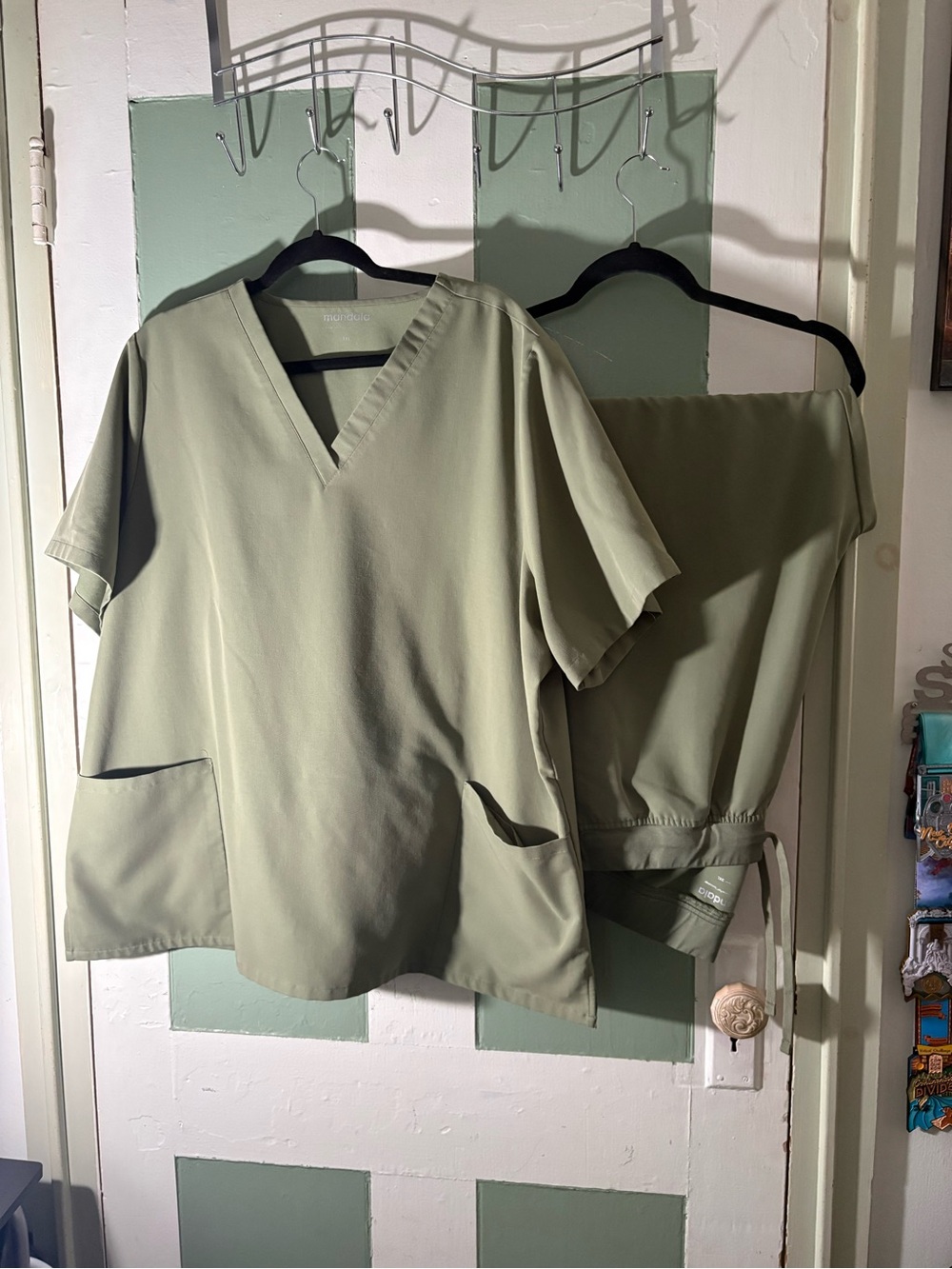 Mandala Women's V-Neck Scrub Top in Sage